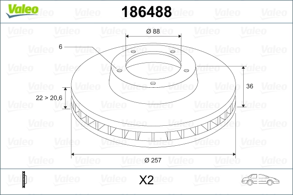 VALEO 186488 Brake Disc