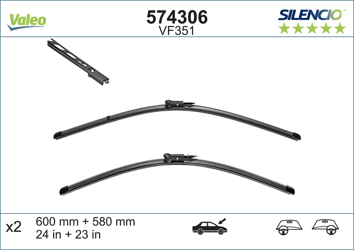 Wiper Blade SILENCIO FLAT BLADE SET 574306