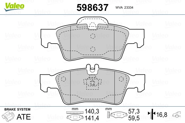 Brake Pad Set, disc brake 598637
