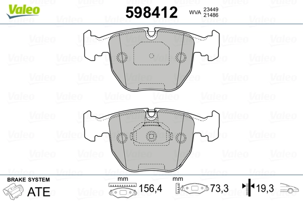 VALEO 598412 Brake Pad Set, disc brake