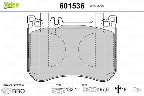 VALEO 601536 Brake Pad Set, disc brake