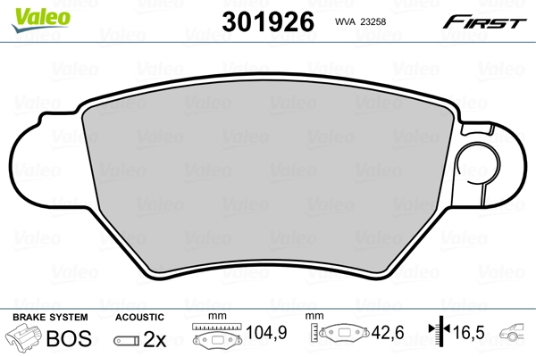 Brake Pad Set, disc brake FIRST 301926