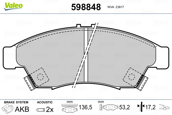VALEO 598848 Brake Pad Set, disc brake
