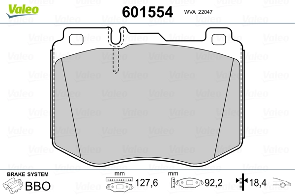 VALEO 601554 Brake Pad Set, disc brake