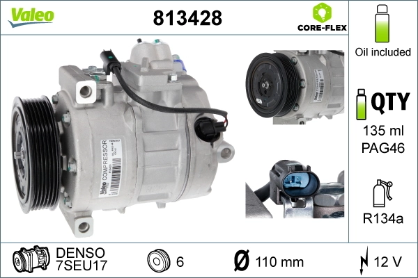 Compressor, air conditioning VALEO CORE-FLEX 813428