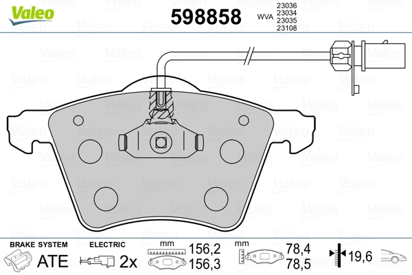 VALEO 598858 Brake Pad Set, disc brake