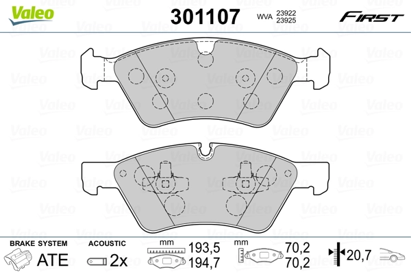 Brake Pad Set, disc brake FIRST 301107