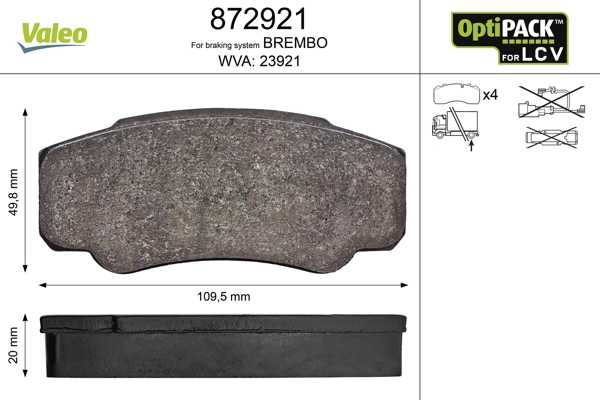 Brake Pad Set, disc brake OPTIPACK for LCV 872921
