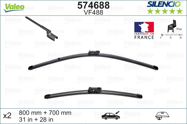 Wiper Blade SILENCIO FLAT BLADE SET 574688