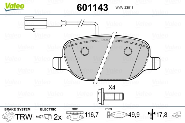 VALEO 601143 Brake Pad Set, disc brake