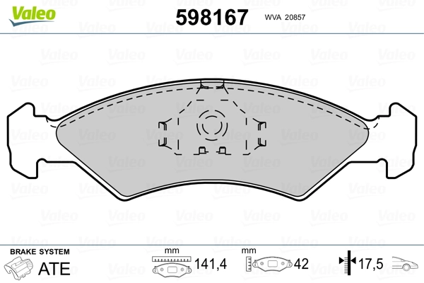 VALEO 598167 Brake Pad Set, disc brake