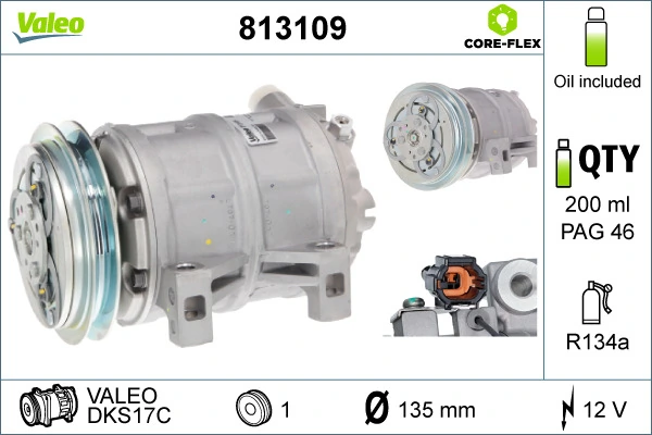 Compressor, air conditioning VALEO ORIGINS NEW OE TECHNOLOGY 813109