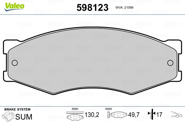 VALEO 598123 Brake Pad Set, disc brake