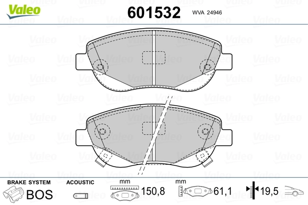 VALEO 601532 Brake Pad Set, disc brake
