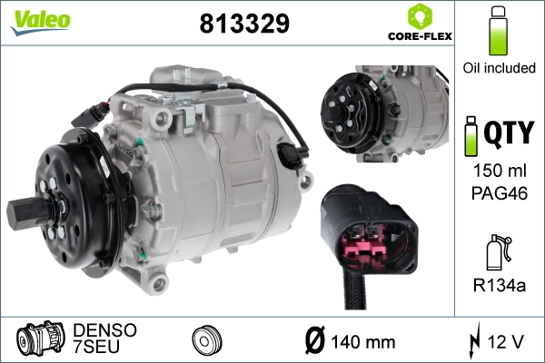 Compressor, air conditioning VALEO CORE-FLEX 813329