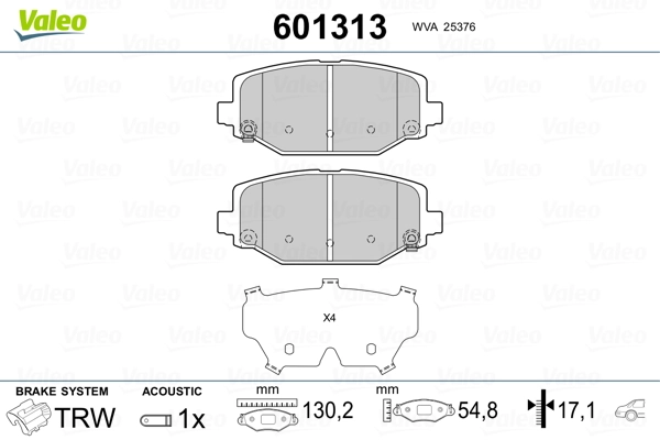 VALEO 601313 Brake Pad Set, disc brake
