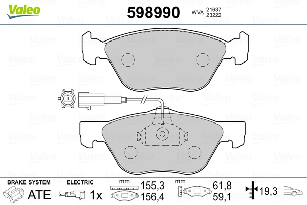 VALEO 598990 Brake Pad Set, disc brake