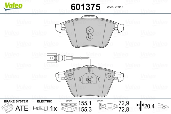 VALEO 601375 Brake Pad Set, disc brake