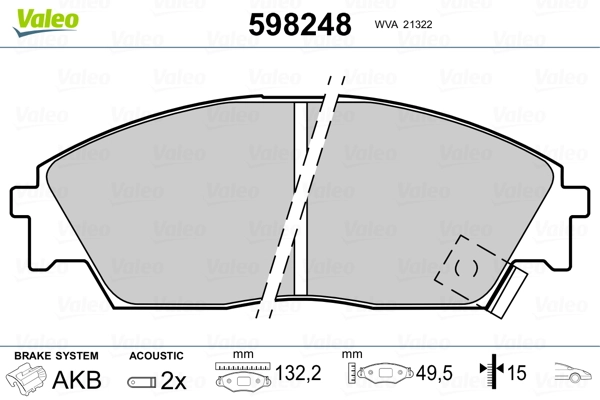 VALEO 598248 Brake Pad Set, disc brake