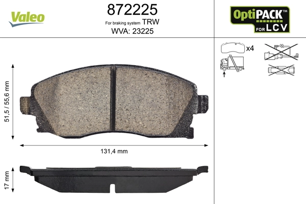 Brake Pad Set, disc brake OPTIPACK for LCV 872225