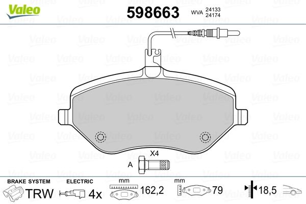 VALEO 598663 Brake Pad Set, disc brake