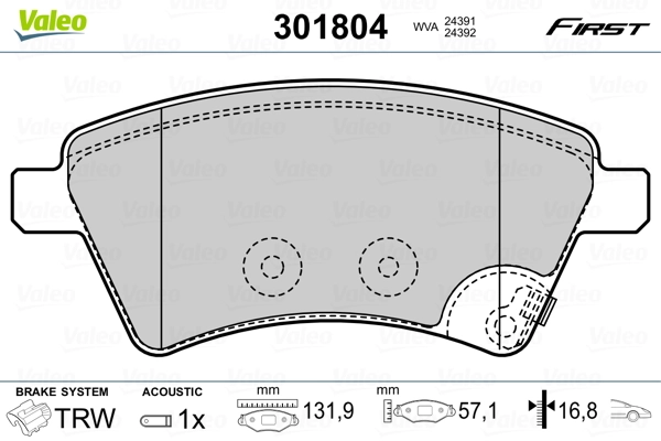 Brake Pad Set, disc brake FIRST 301804