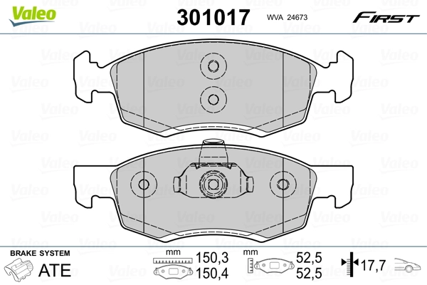Brake Pad Set, disc brake FIRST 301017