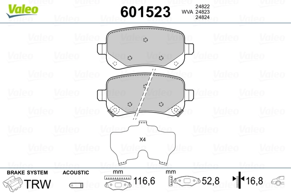 VALEO 601523 Brake Pad Set, disc brake
