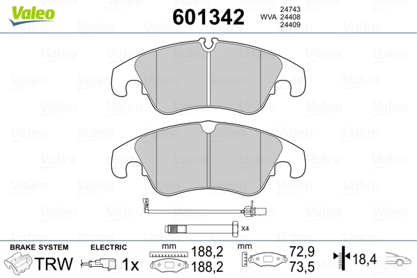 VALEO 601342 Brake Pad Set, disc brake