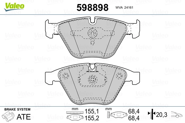 VALEO 598898 Brake Pad Set, disc brake