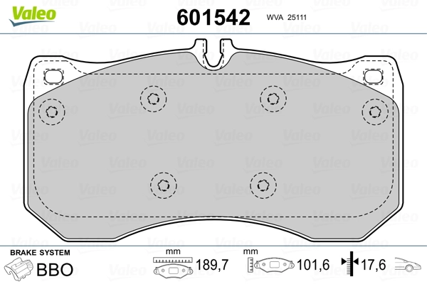 VALEO 601542 Brake Pad Set, disc brake