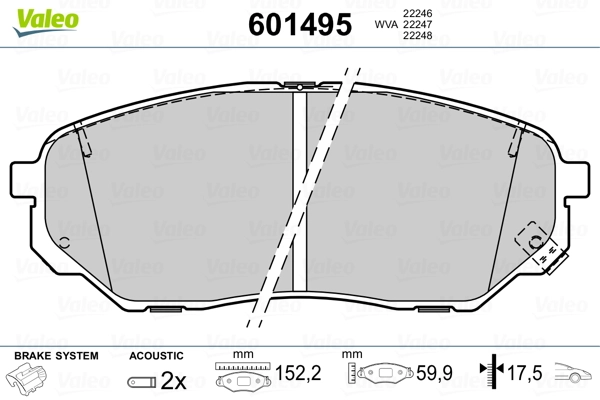 VALEO 601495 Brake Pad Set, disc brake