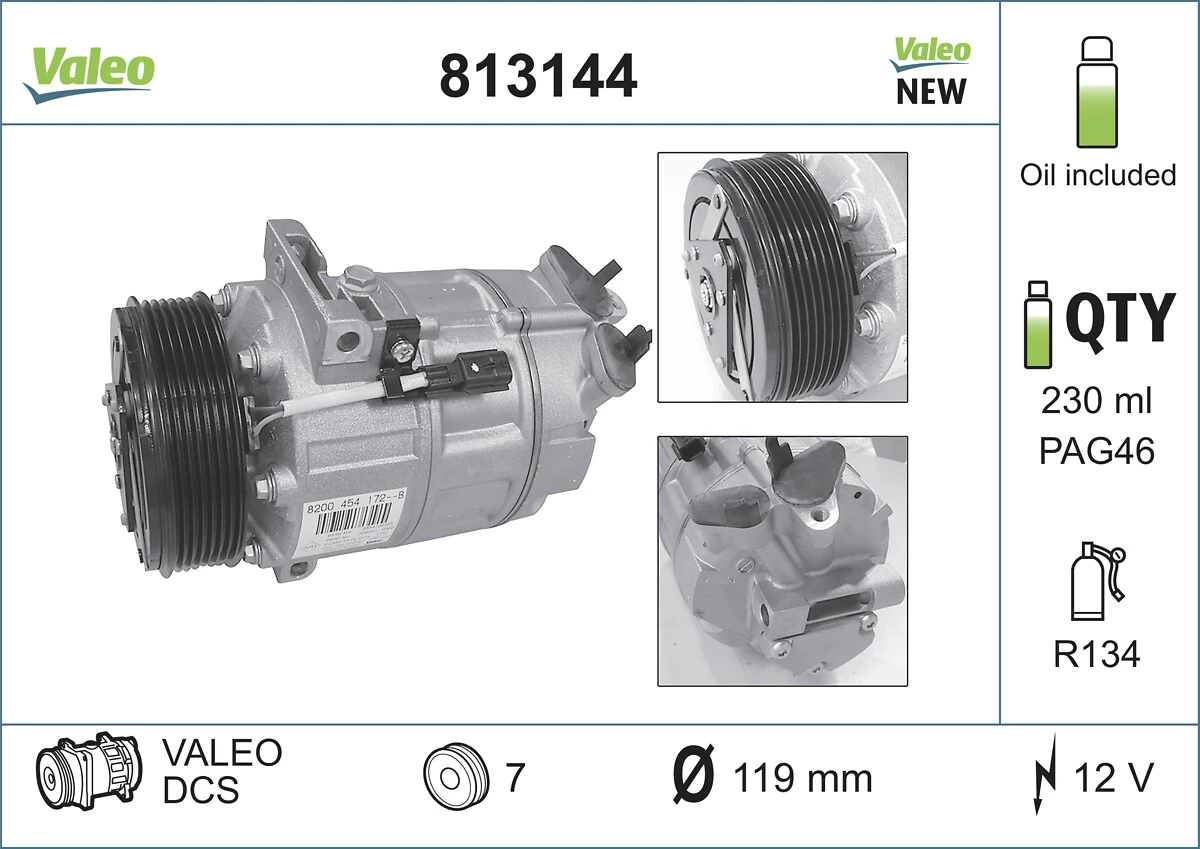 Compressor, air conditioning VALEO ORIGINS NEW OE TECHNOLOGY 813144
