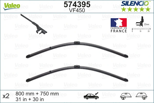 ريشة ماسحة SILENCIO FLAT BLADE SET 574395