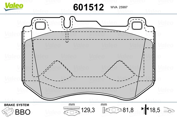 VALEO 601512 Brake Pad Set, disc brake