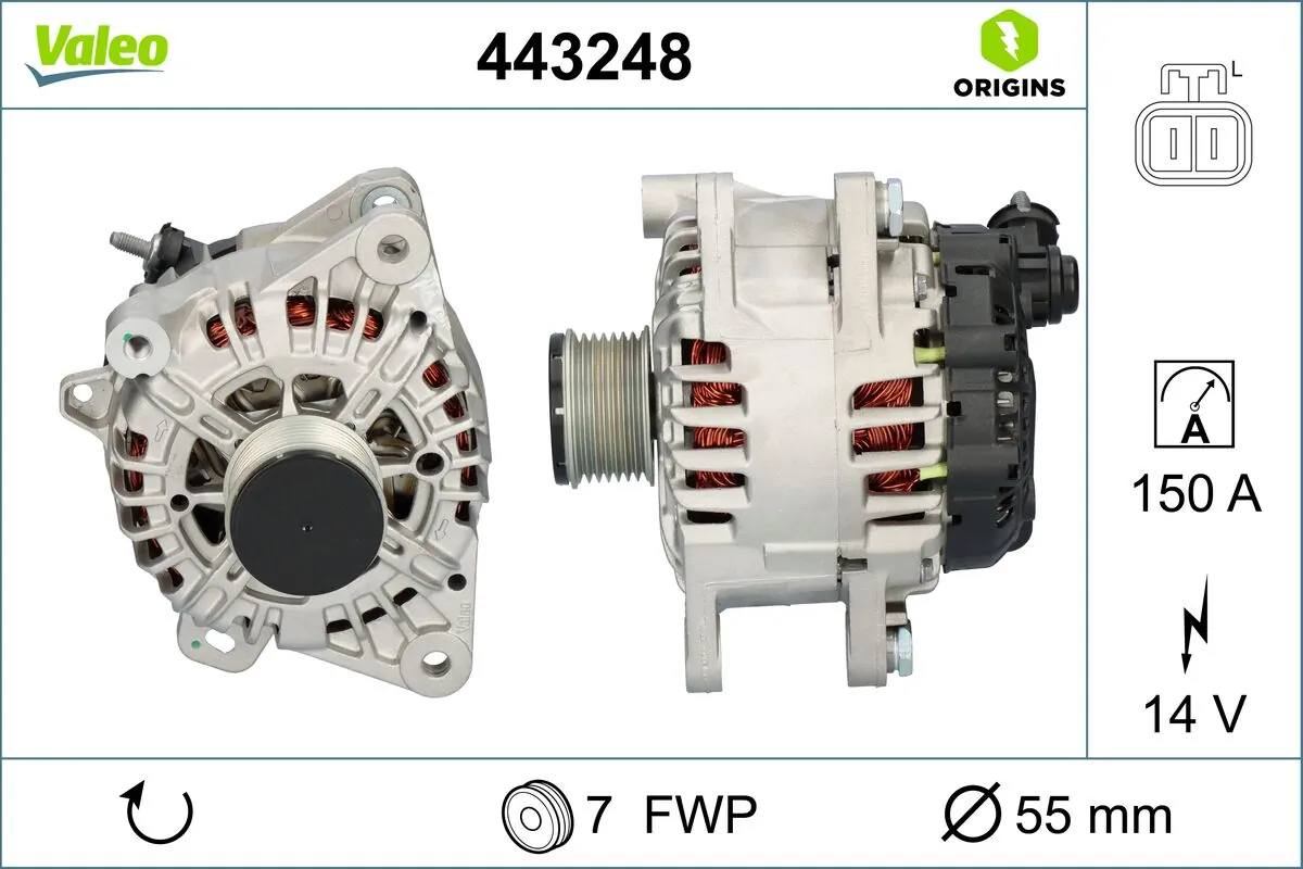 Alternator VALEO ORIGINS NEW OE TECHNOLOGY 443248