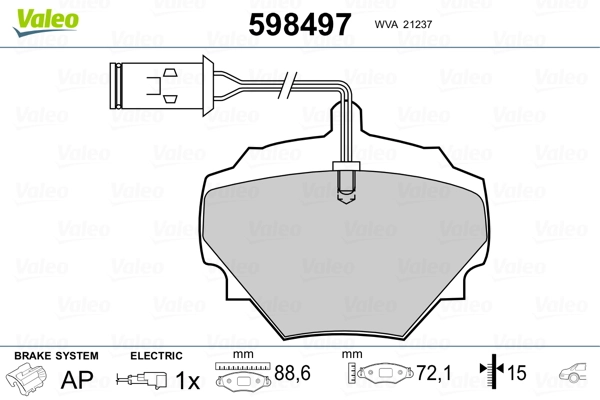 VALEO 598497 Brake Pad Set, disc brake