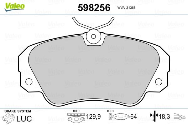 VALEO 598256 Brake Pad Set, disc brake