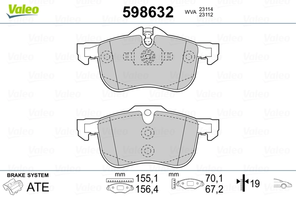 VALEO 598632 Brake Pad Set, disc brake