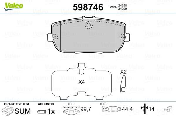 VALEO 598746 Brake Pad Set, disc brake