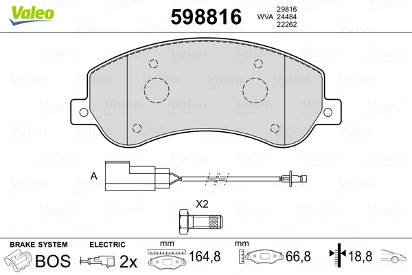 VALEO 598816 Brake Pad Set, disc brake