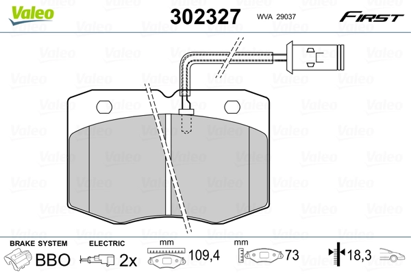VALEO 302327 Brake Pad Set, disc brake