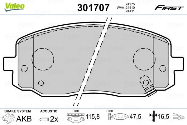 Brake Pad Set, disc brake FIRST 301707