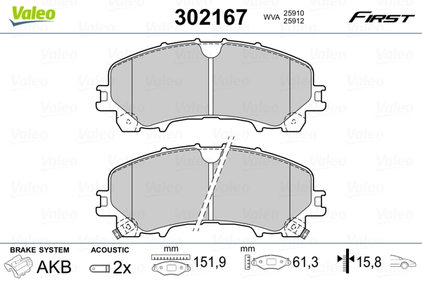 Brake Pad Set, disc brake FIRST 302167