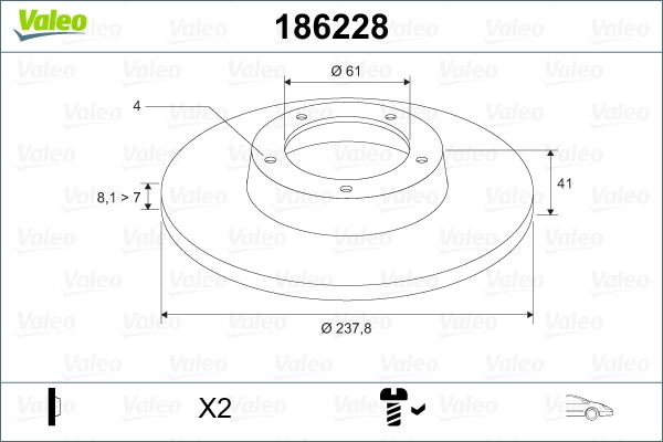 VALEO 186228 Brake Disc