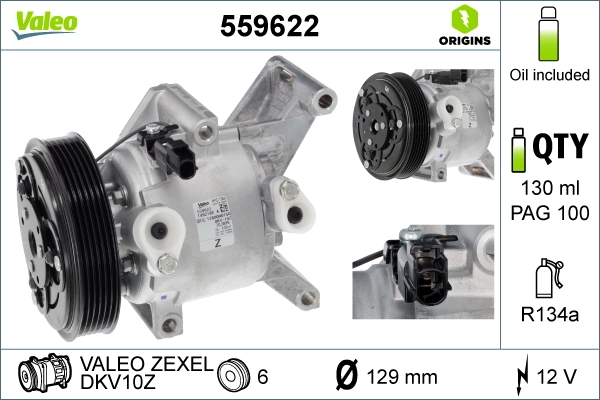 Compressor, air conditioning VALEO ORIGINS NEW OE TECHNOLOGY 559622
