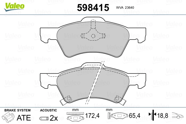 VALEO 598415 Brake Pad Set, disc brake
