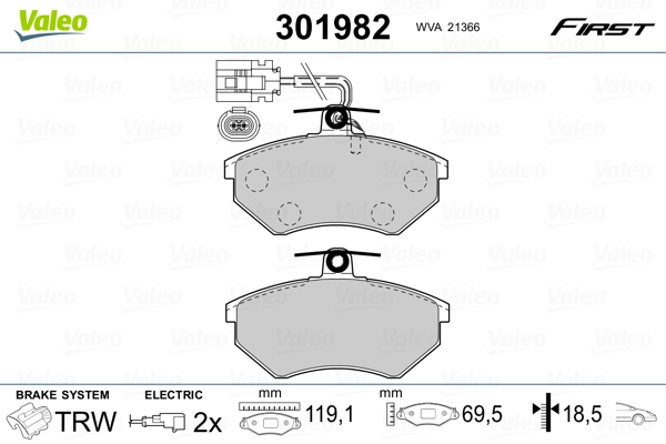 Brake Pad Set, disc brake FIRST 301982
