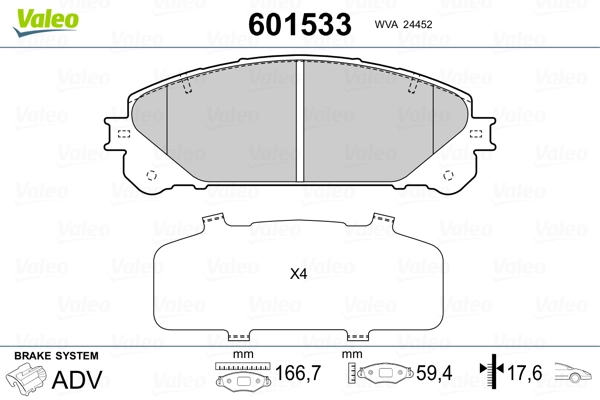 VALEO 601533 Brake Pad Set, disc brake