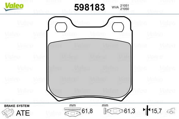 VALEO 598183 Brake Pad Set, disc brake